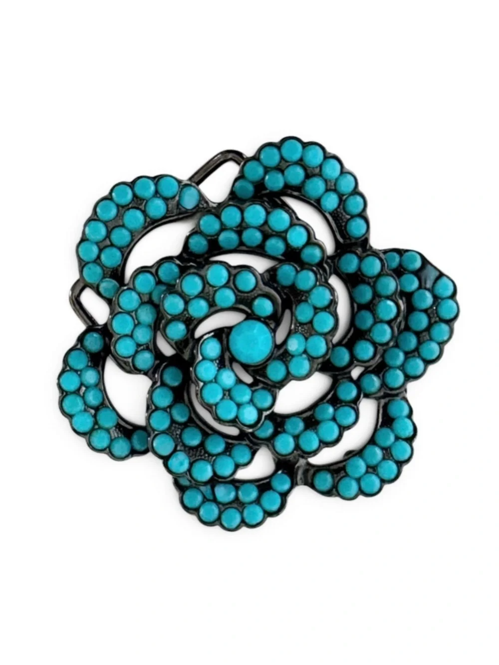 Camellia Floral Beaded Brooch Metal Belt Buckle